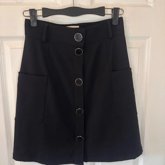 Sezane Charcoal Button-Front Mini Skirt - Picture 6 of 9